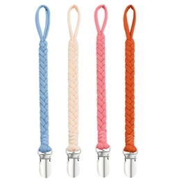 BASICSLIFE Schnullerkette Baby for Mädchen, 4 Pack BPA-FREI Schnuller Halter Leinen Set, Passt Alle Schnuller Baby Zahnen Spielzeug, Baby Dusche (For Mädchen) - 1
